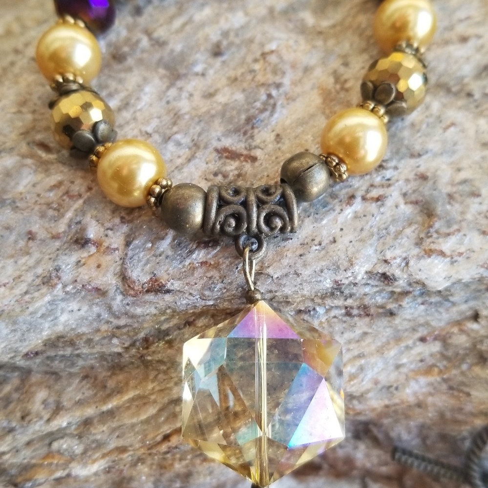 Handmade Natural gemstone and crystal necklace